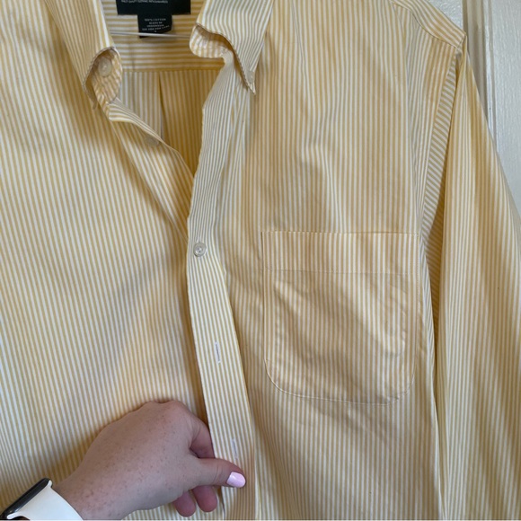 Eddie Bauer Yellow & White Striped Button-Down Collared Long Sleeve Shirt - L - Picture 4 of 12